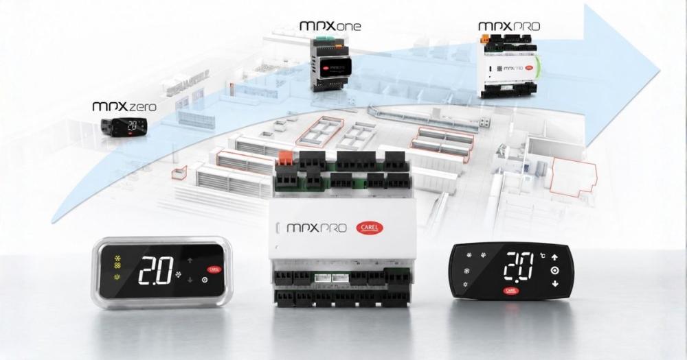 carel-mpx-range-zero-one-pro-controllers.jpg Carel MPX controller range showing MPXzero, MPXone and MPXpro refrigeration controllers with display terminals for retail store upgrades